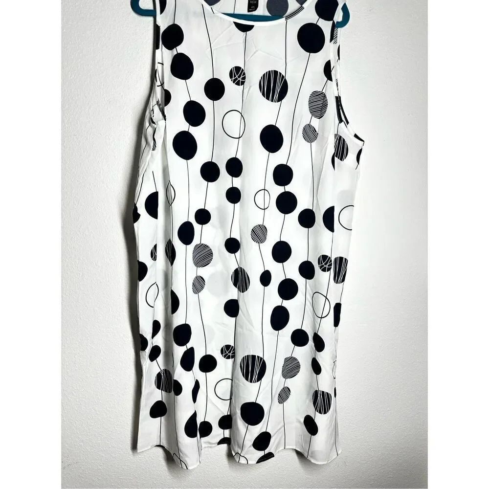 NWOT EMERY ROSE Polka Dot Sleeveless Bohemian Dress White Navy Blue Size 4XL